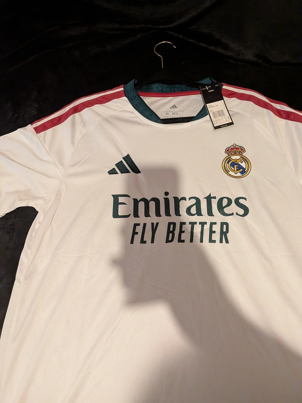 adidas Real Madrid White Jersey with Dark Green and Red Accents
